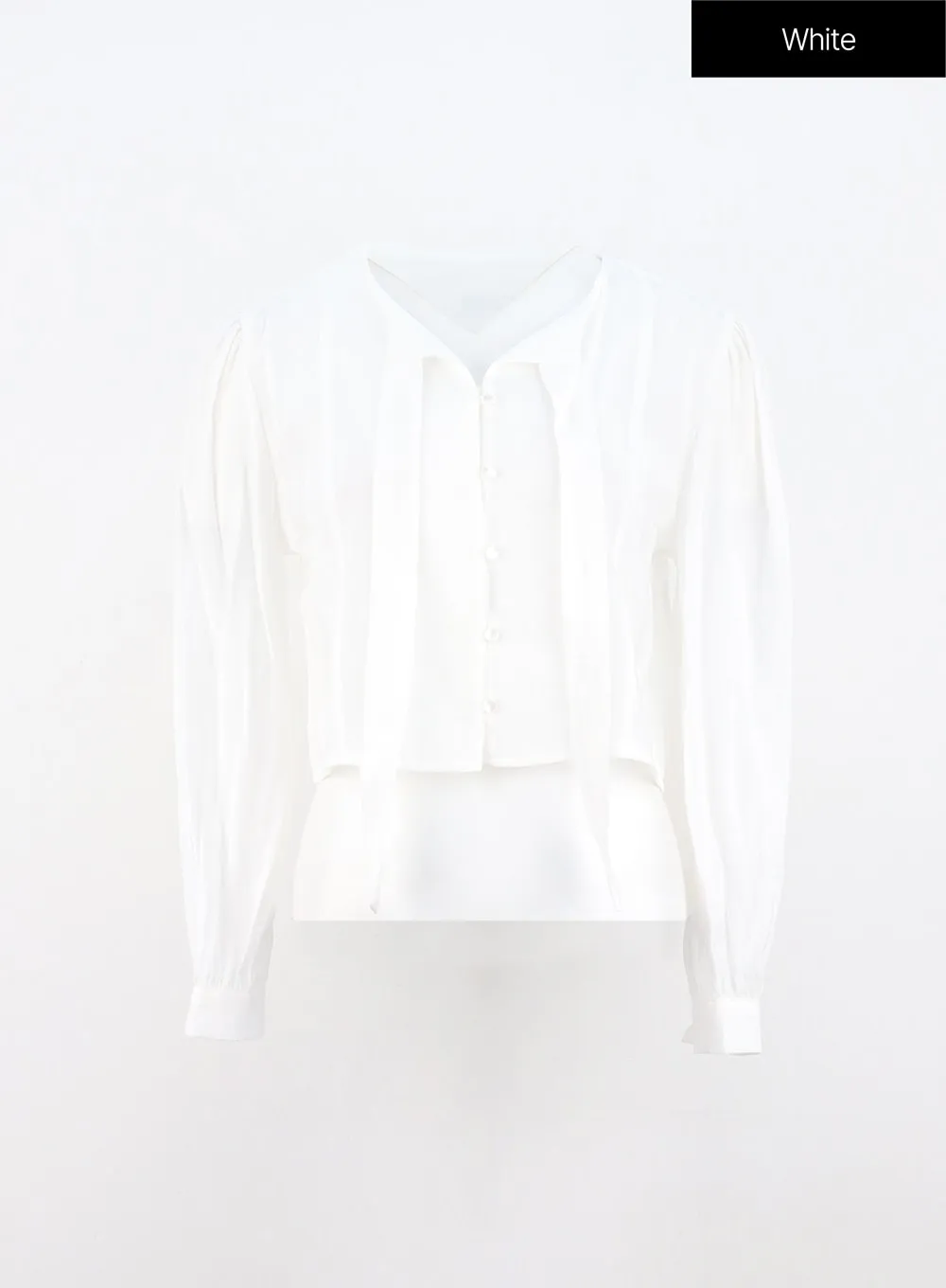 Buttoned Tie Collared Blouse OO327