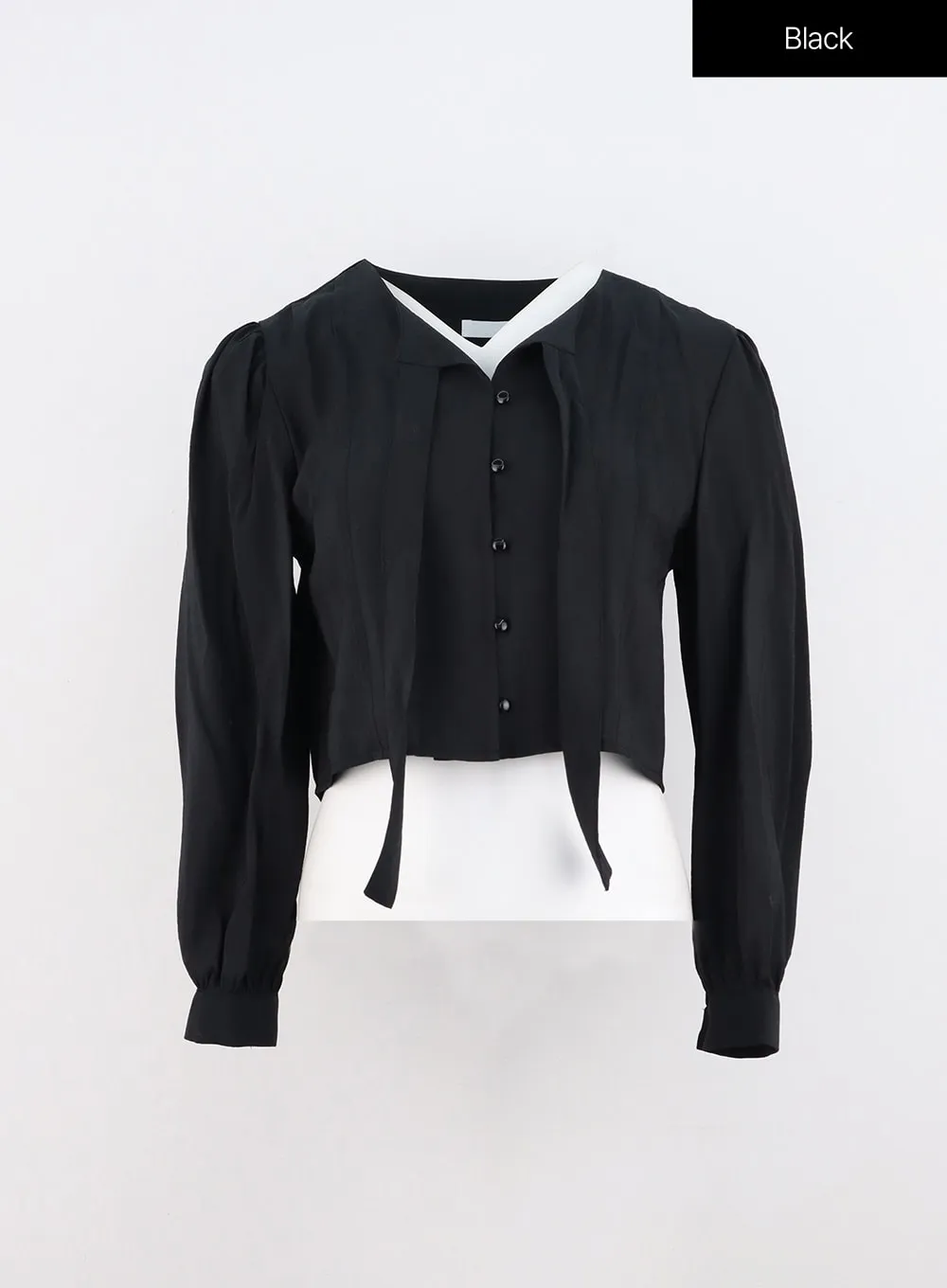 Buttoned Tie Collared Blouse OO327