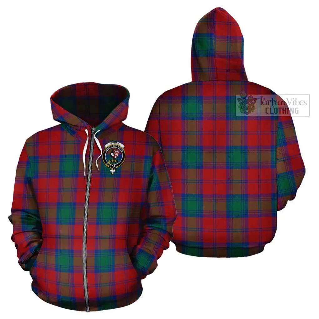 Byres (Byses) Tartan Cotton Hoodie with Family Crest