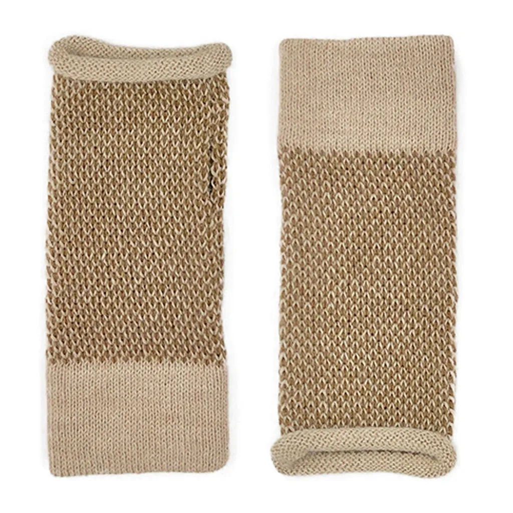 Camel Interwoven Alpaca Gloves by SLATE   SALT