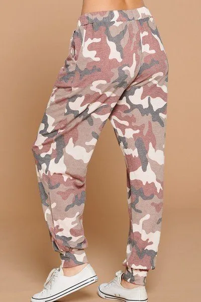 Camo Army Printed French Terry Casual Loungewear Joggers