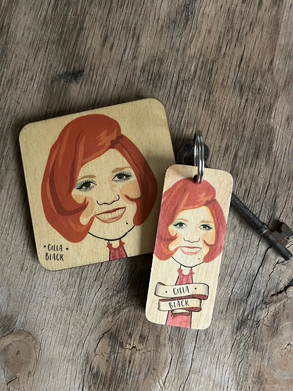 Cilla Black Character Wooden Coaster - RWC1