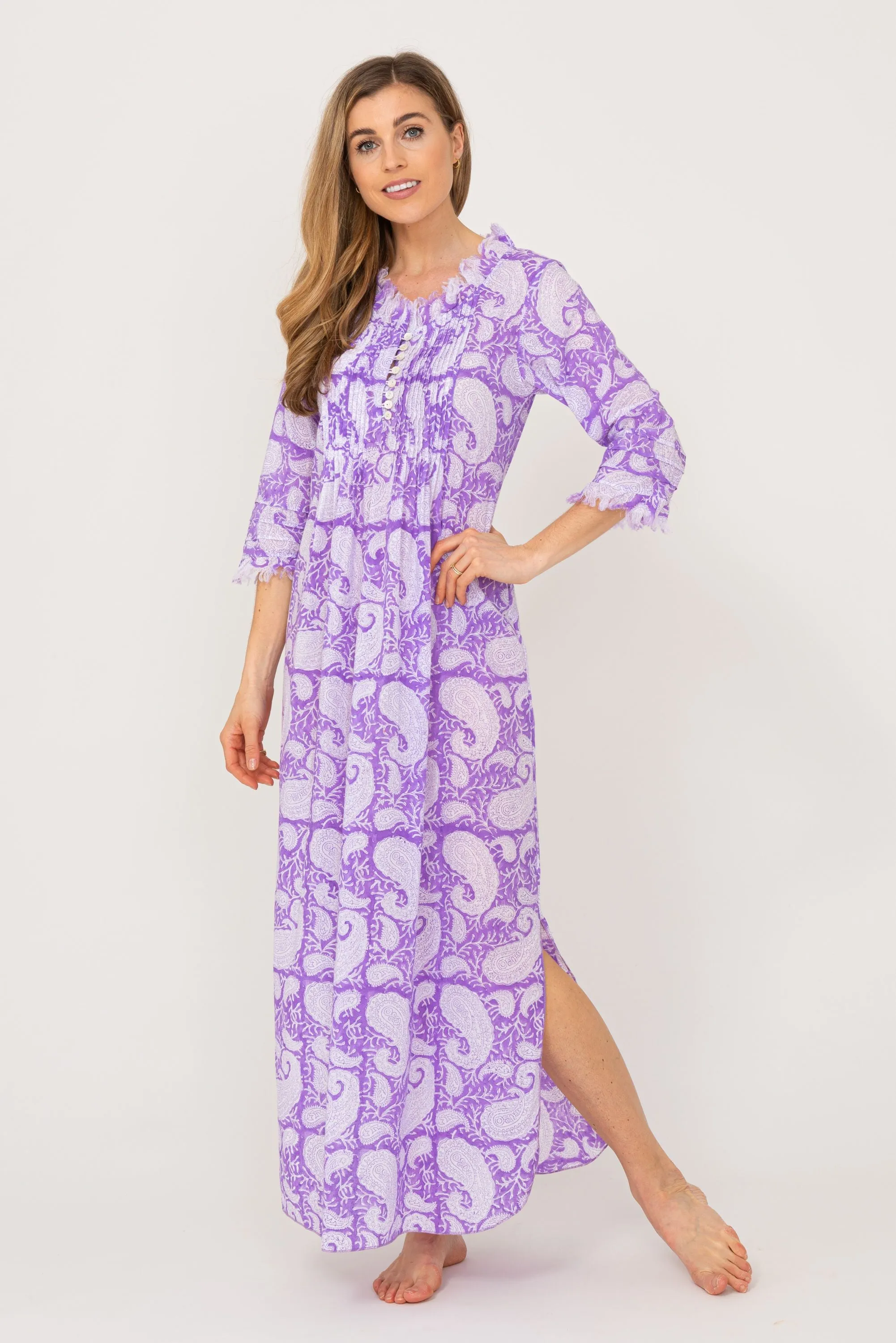 Cotton Annabel Maxi Dress Purple Paisley