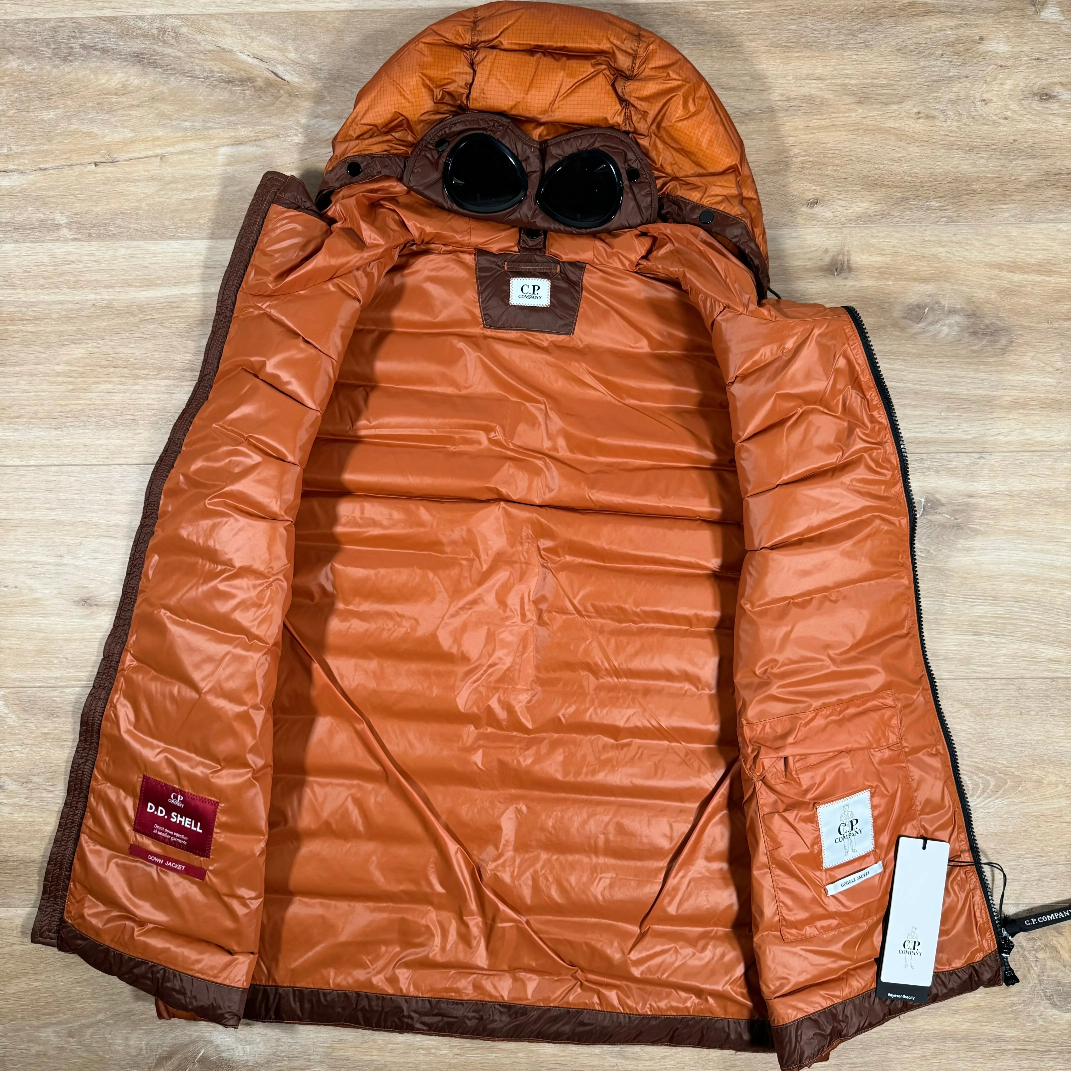 C.P. Company D.D. Shell Goggle Down Vest in Bombay Brown