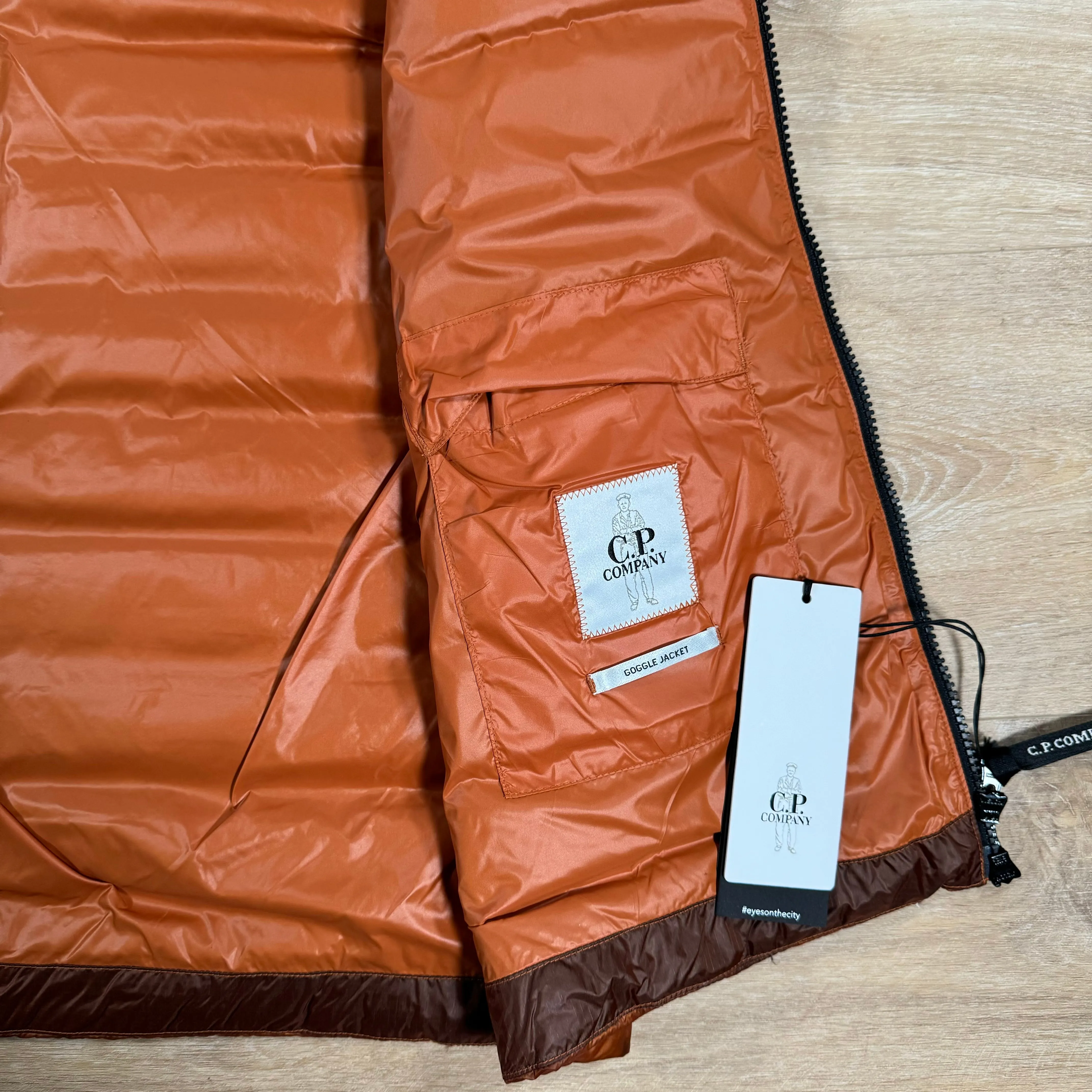 C.P. Company D.D. Shell Goggle Down Vest in Bombay Brown