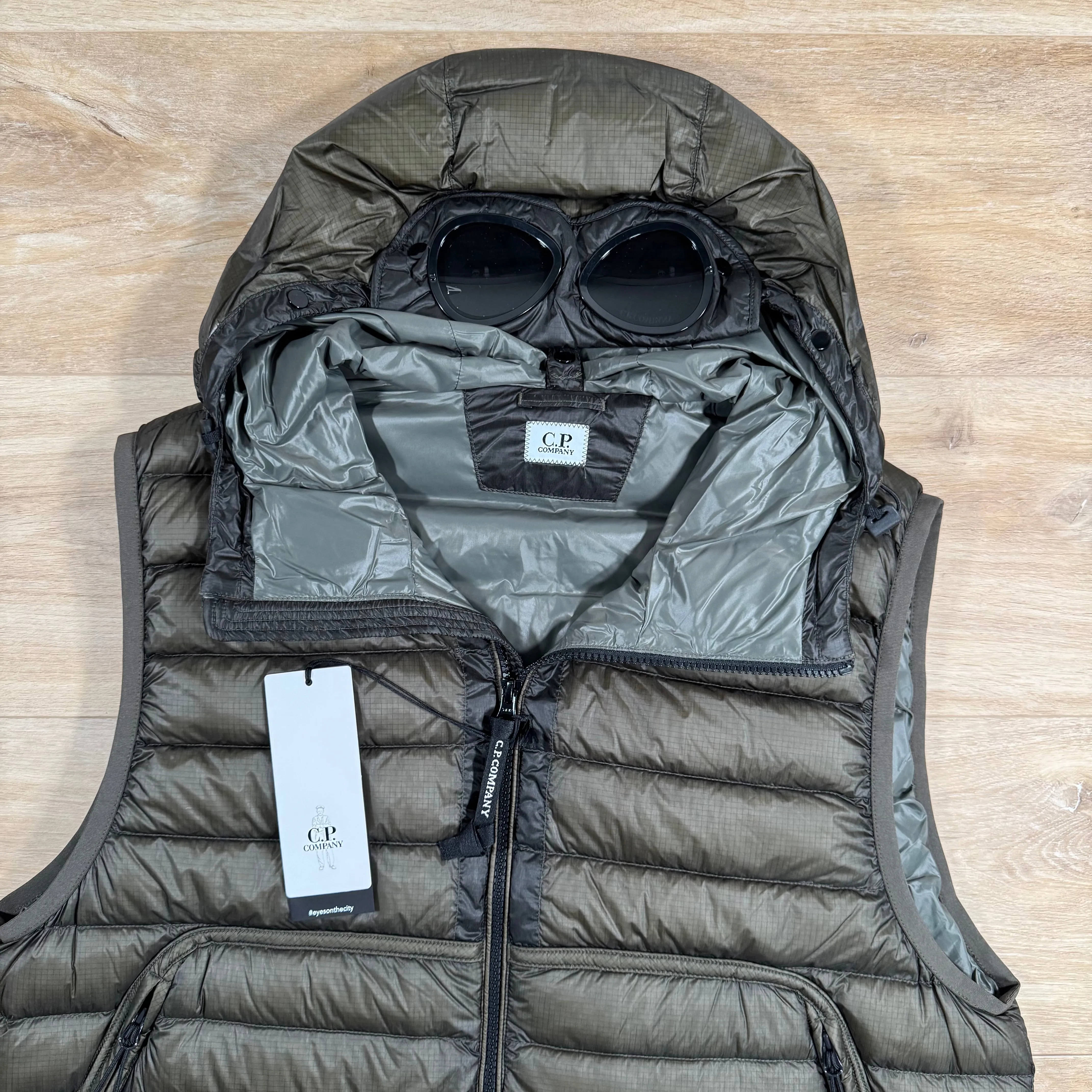 C.P. Company D.D. Shell Goggle Down Vest in Grape Leaf