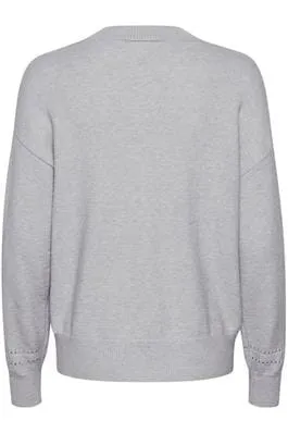 CREW NECK GREY KNIT SWEATER