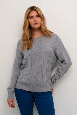 CREW NECK GREY KNIT SWEATER