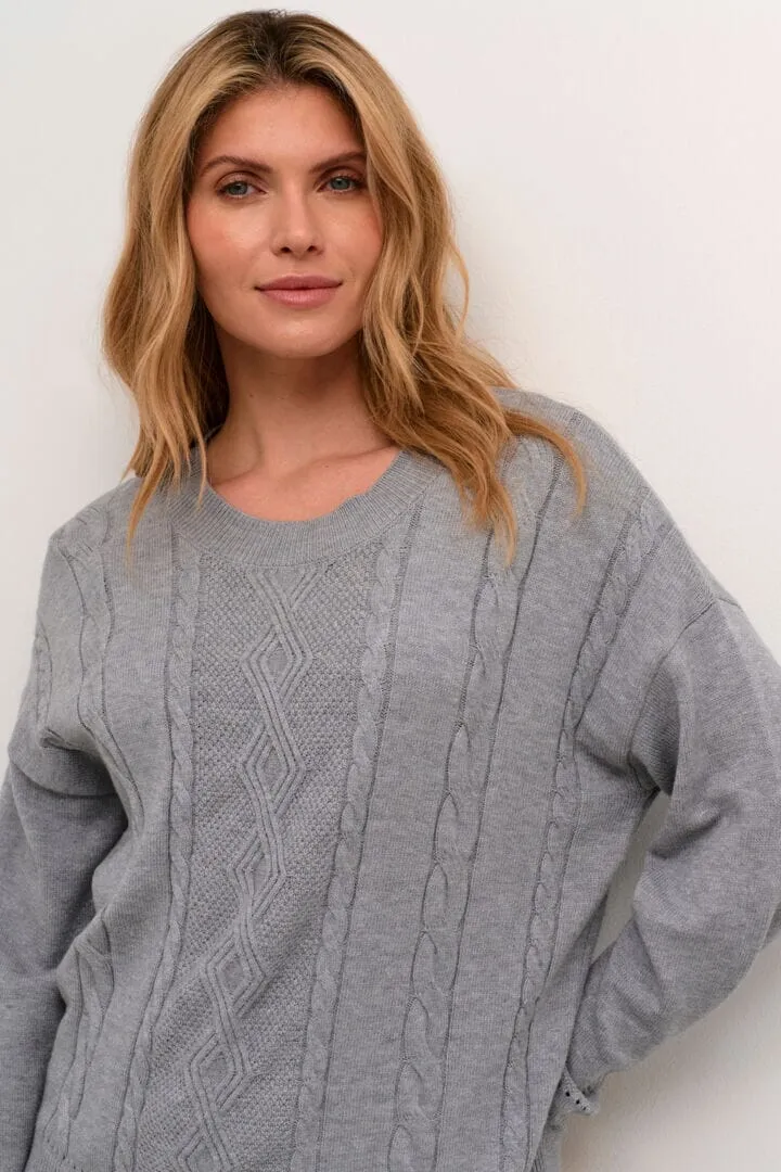 CREW NECK GREY KNIT SWEATER