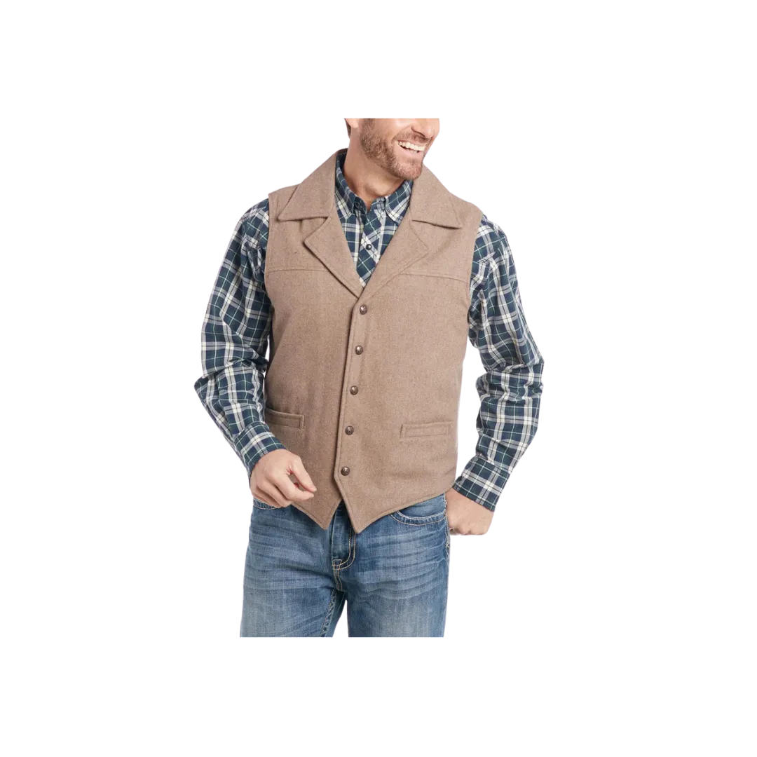 Cripple Creek Men's Wool Melton Collared Heather Oatmeal Vest