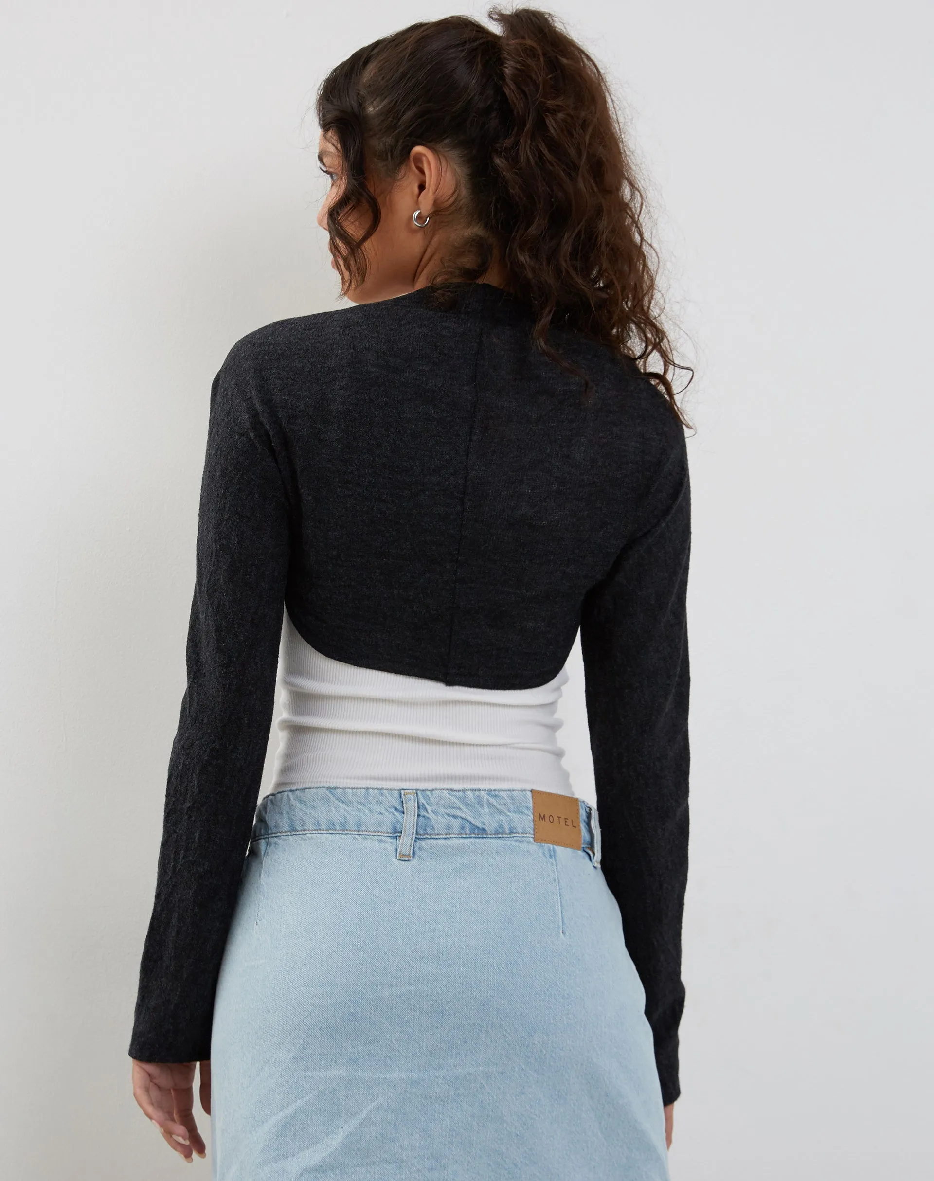 Dalika Knitted Shrug Top in Black