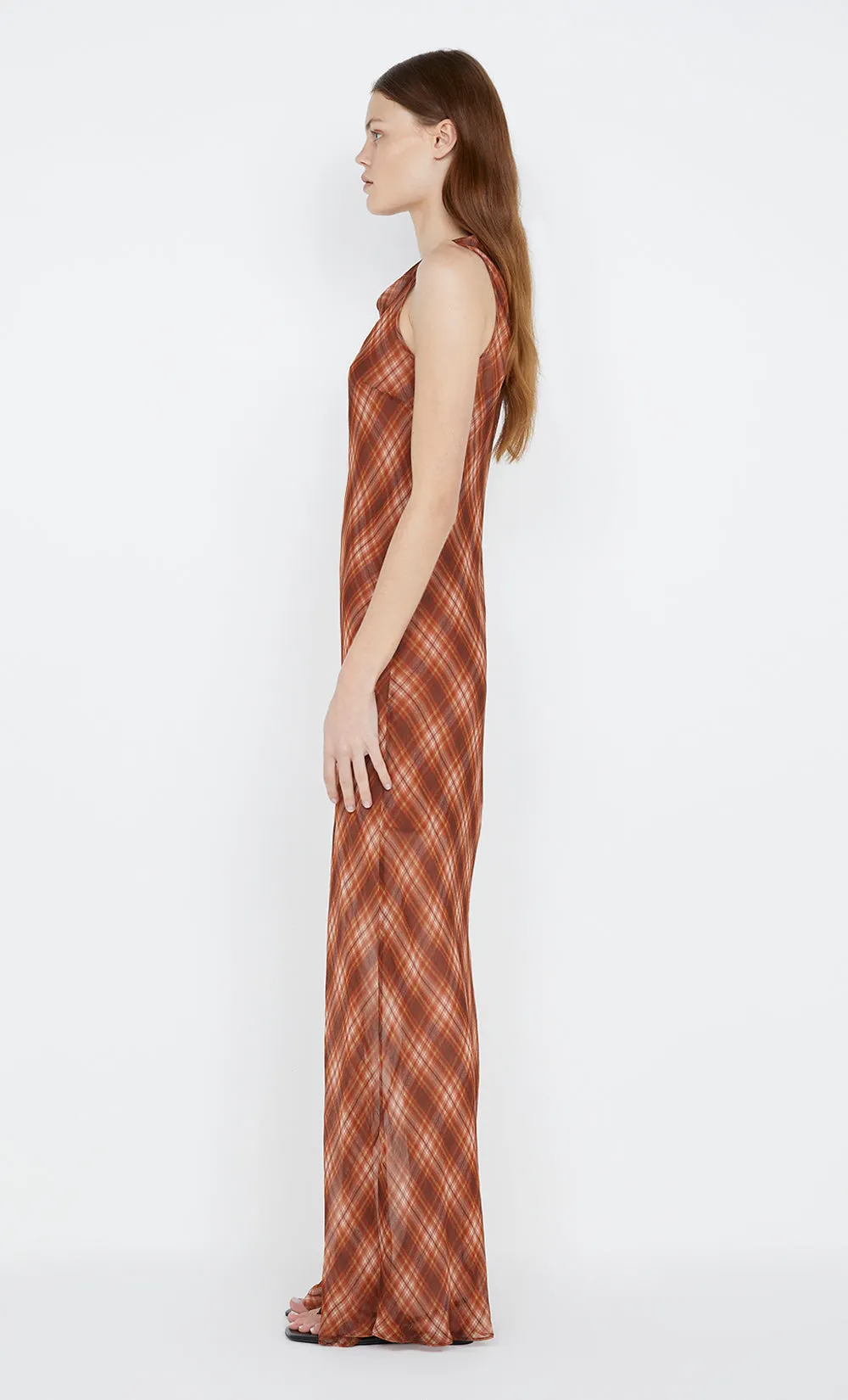 DEVI BOATNECK DRESS - DESERT CHECK