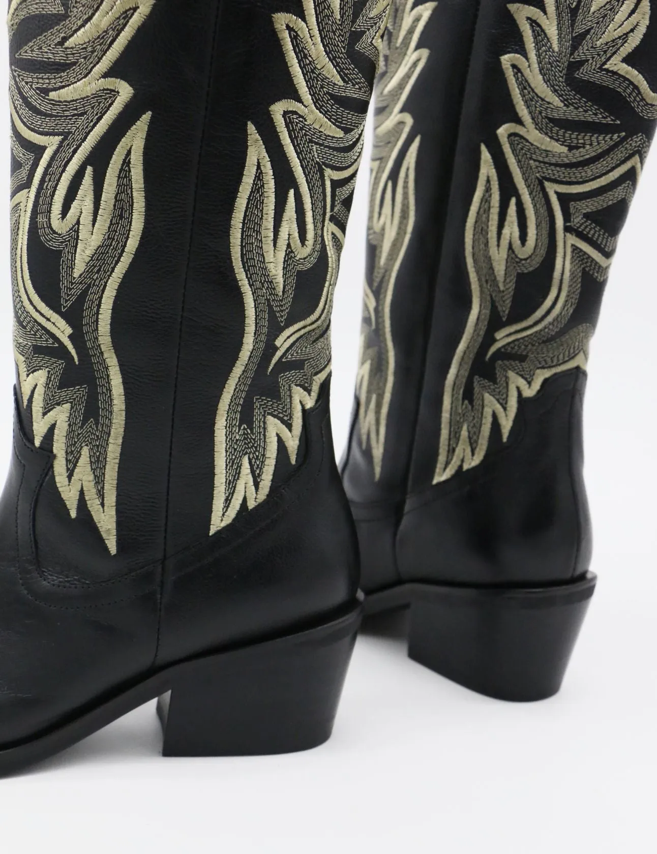 Dramen western cowboy boots in black leather womens shoes