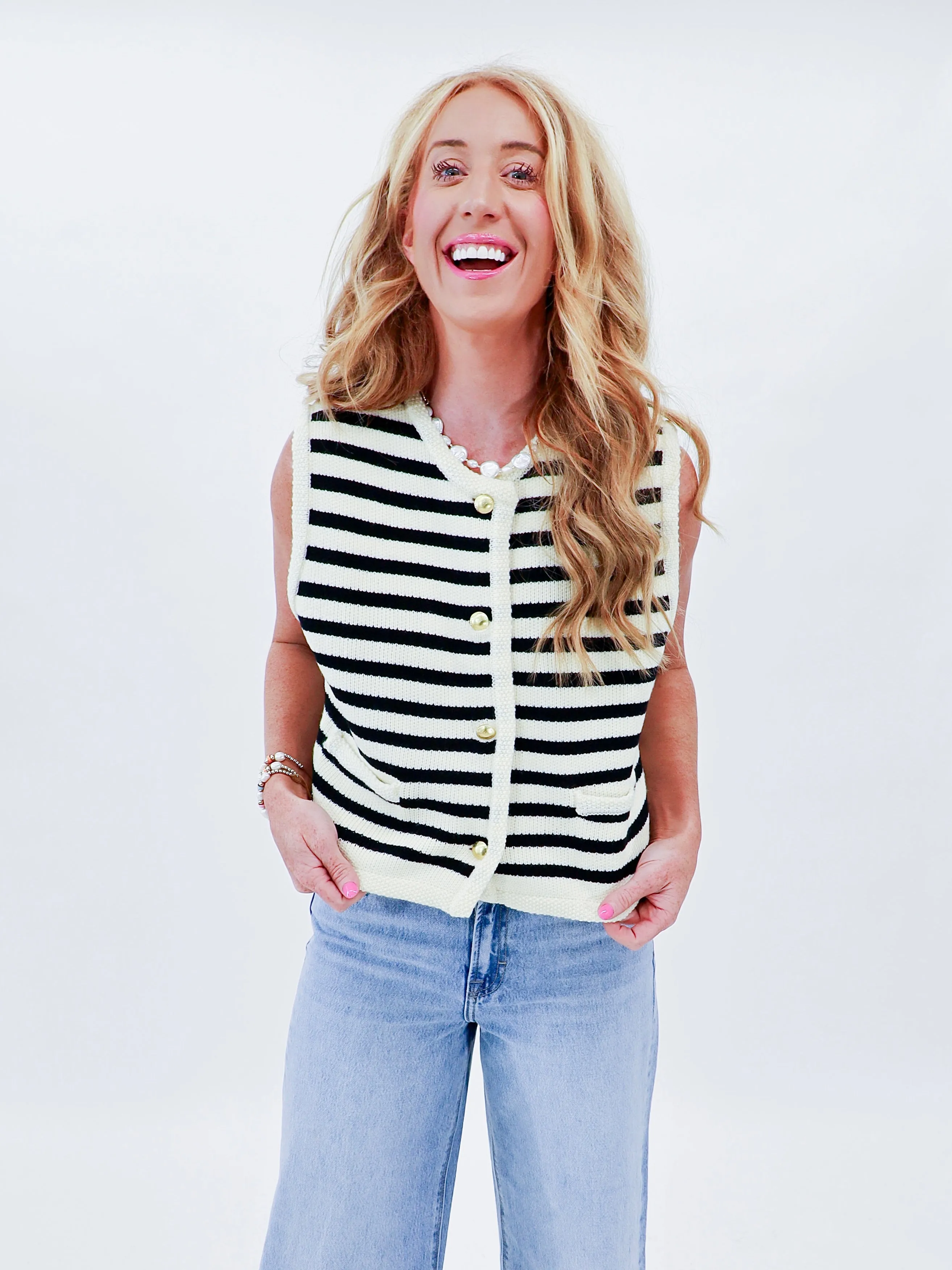 Elle Striped Sweater Vest