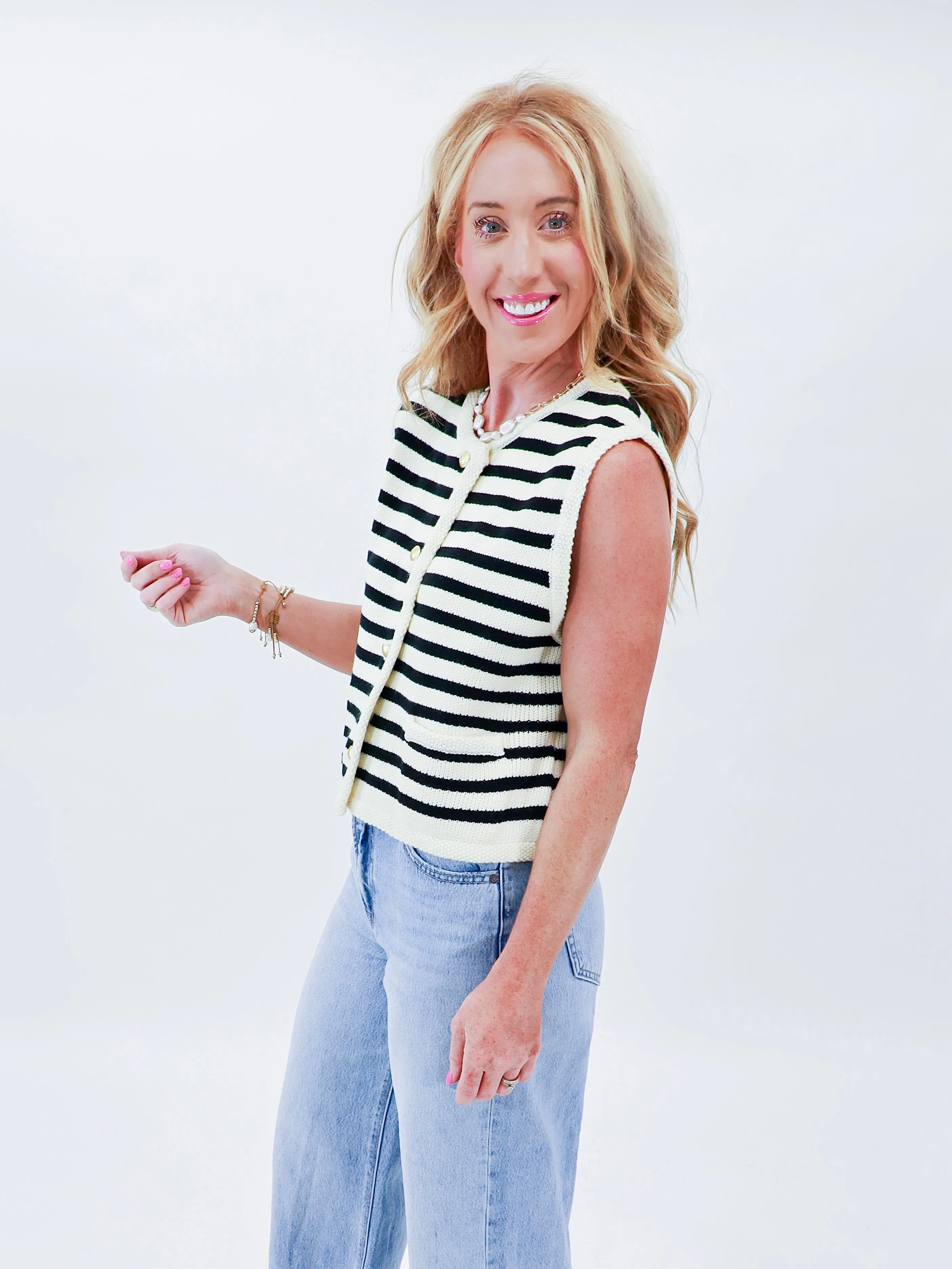 Elle Striped Sweater Vest