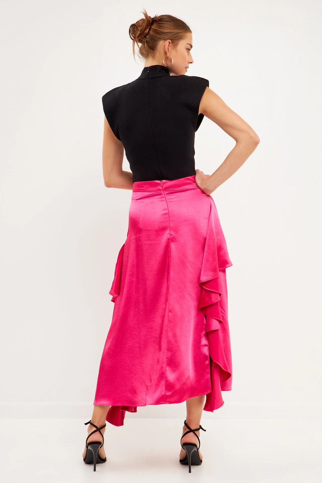 Endless Rose - Satin Waterfall Midi Skirt