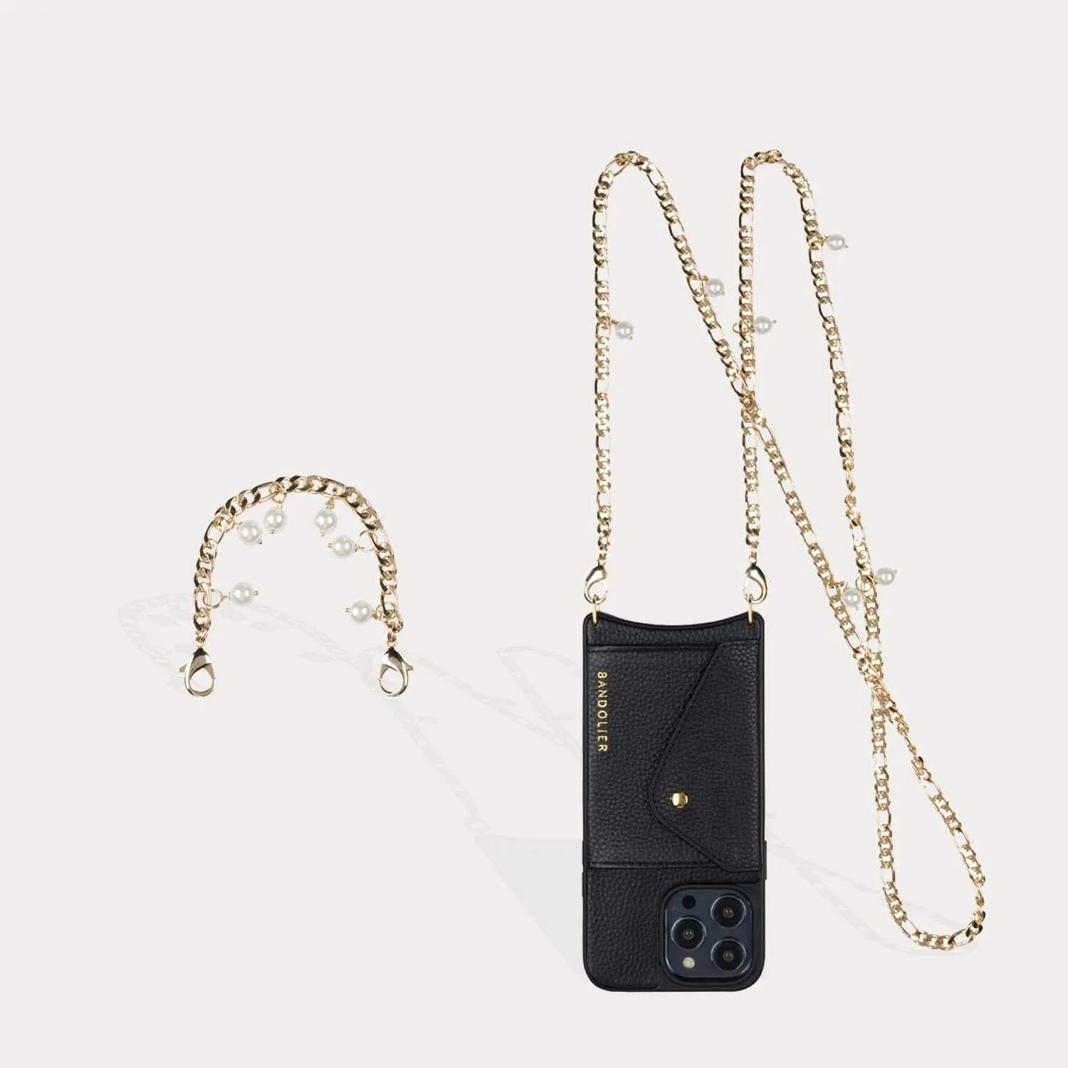 Estelle Pearl Crossbody Set - Black/Gold