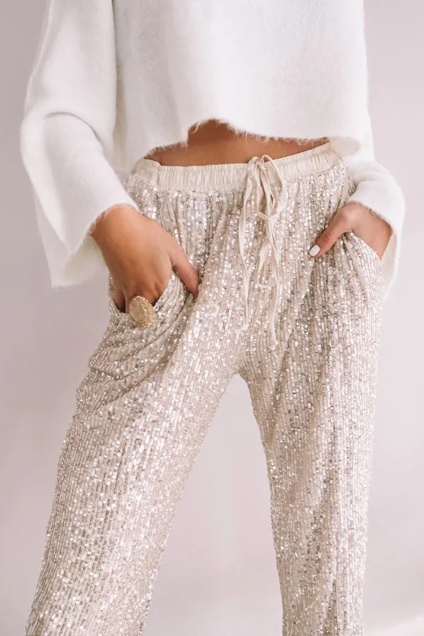 Extra Sparkles Sequin Joggers in Champagne