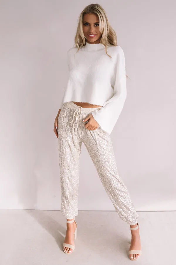 Extra Sparkles Sequin Joggers in Champagne