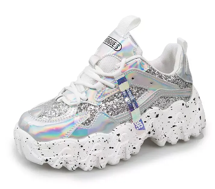 Fashion Casual Glitter Shiny Sneaker Platform Sneakers