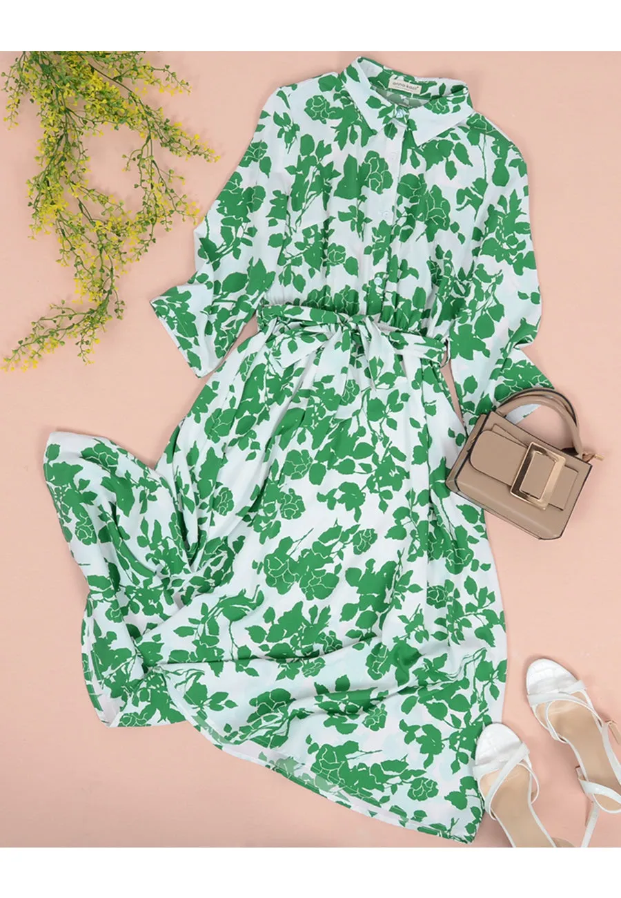 Floral Print Polo Shirt Dress