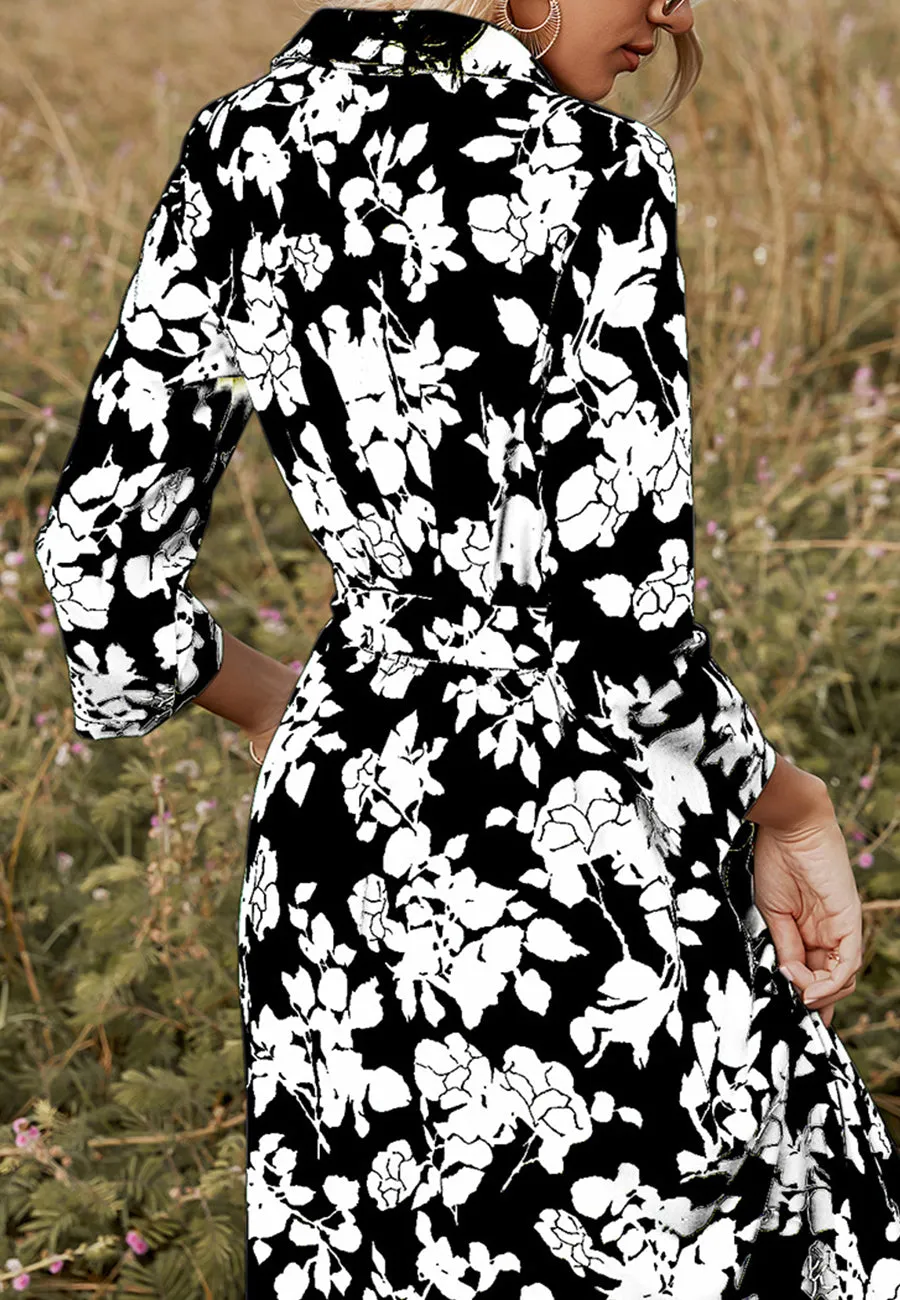 Floral Print Polo Shirt Dress