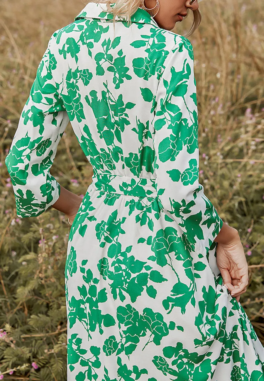 Floral Print Polo Shirt Dress