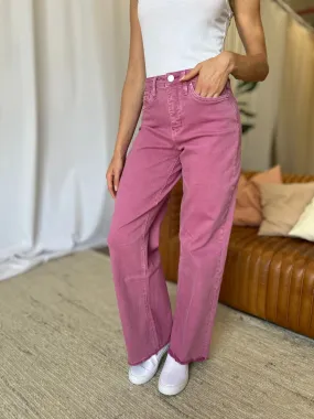 French Rose High Rise Wide Leg Jeans