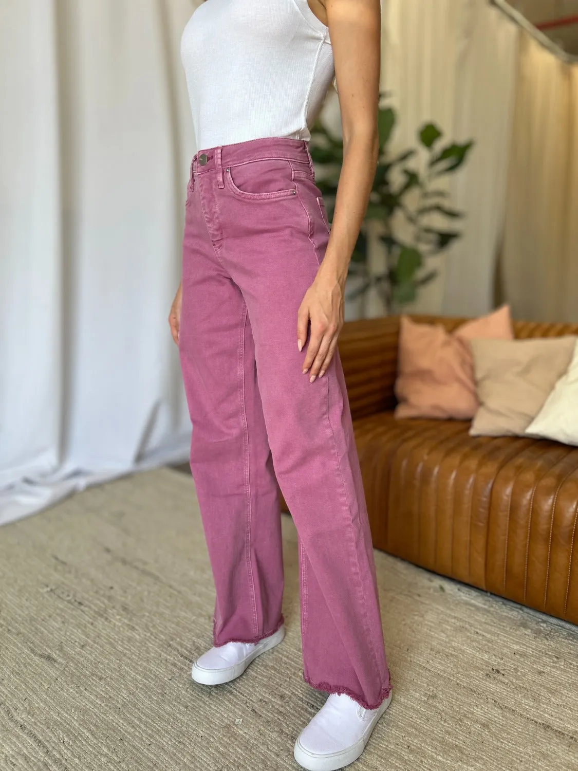 French Rose High Rise Wide Leg Jeans