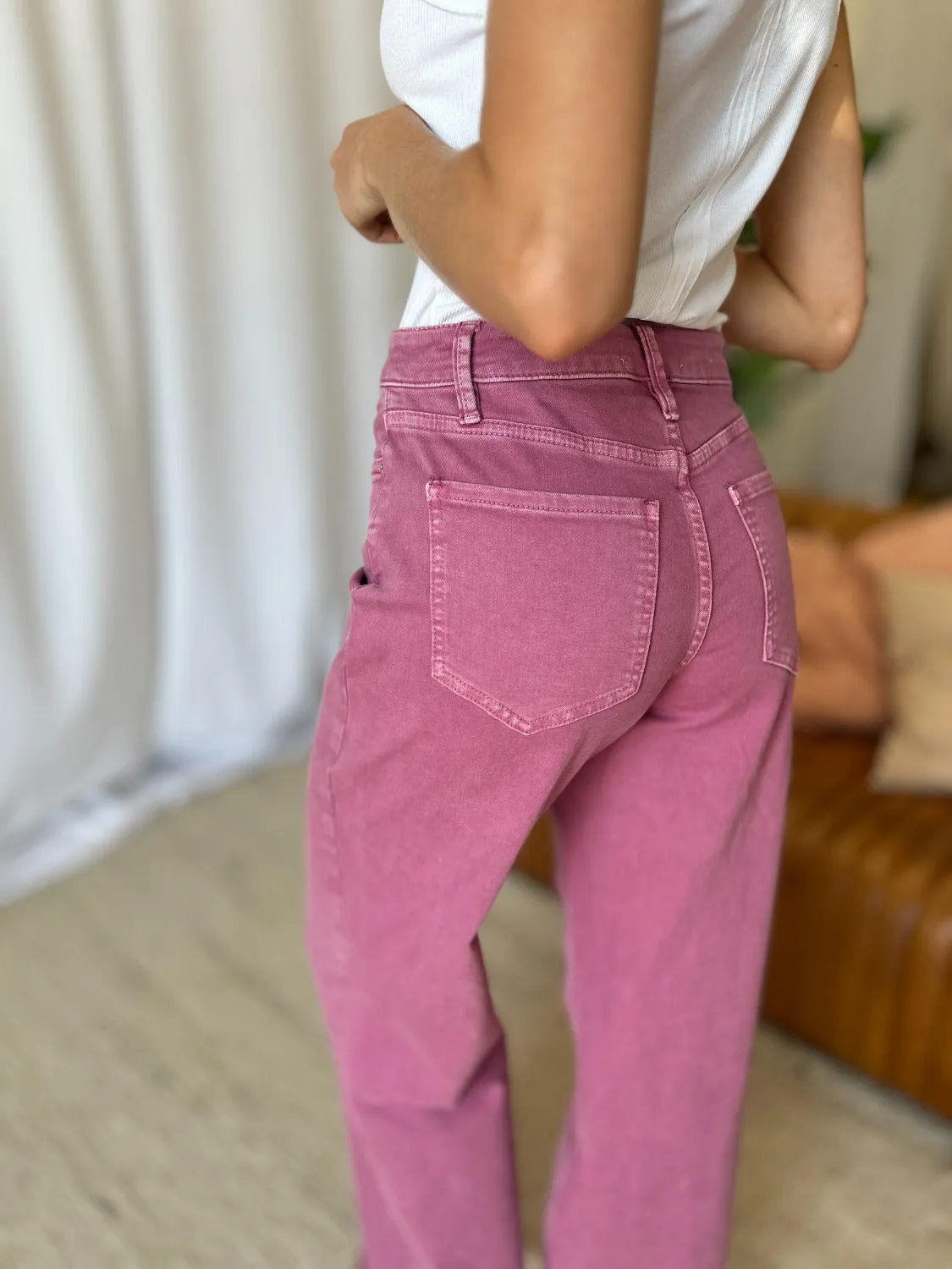 French Rose High Rise Wide Leg Jeans