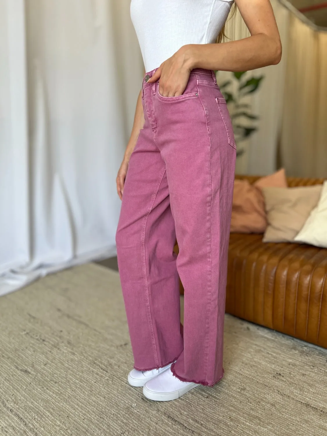 French Rose High Rise Wide Leg Jeans