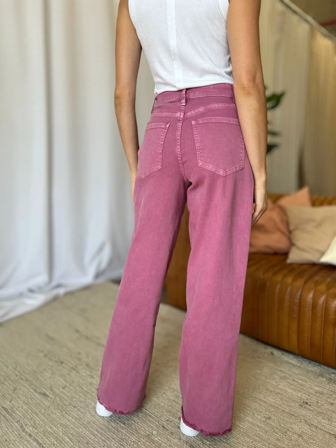 French Rose High Rise Wide Leg Jeans