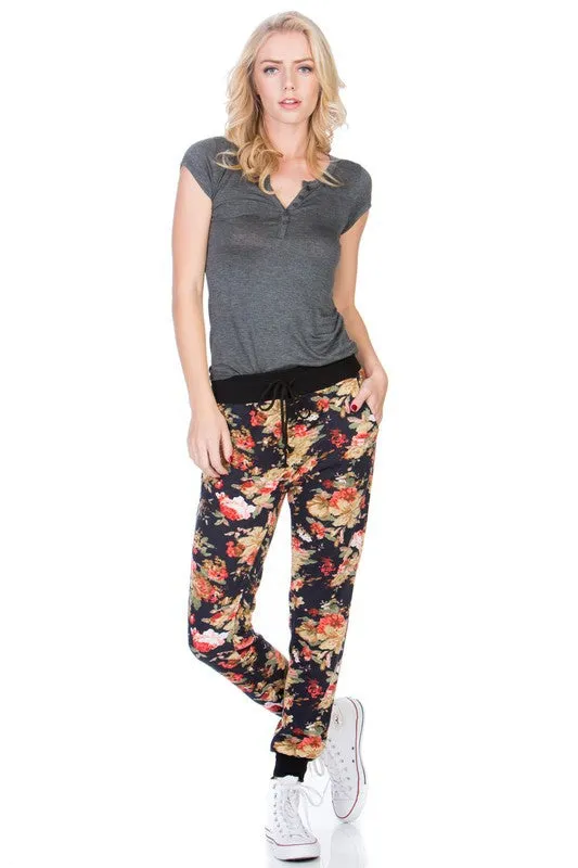 French Terry Floral Joggers*