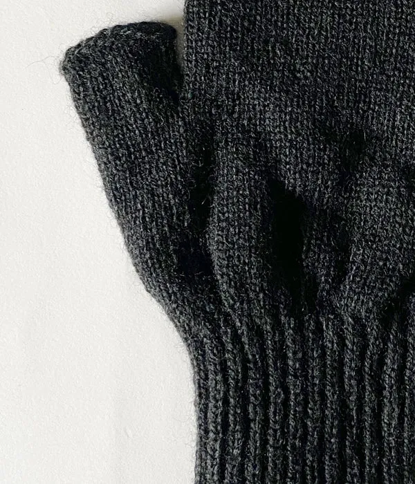 FUMIKA_UCHIDA/SHETLAND FINGERLESS GLOVES (BLACK)