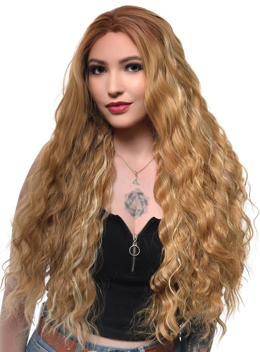 Ginger Blonde Long Natural Wavy Lace Front Fashion Wig