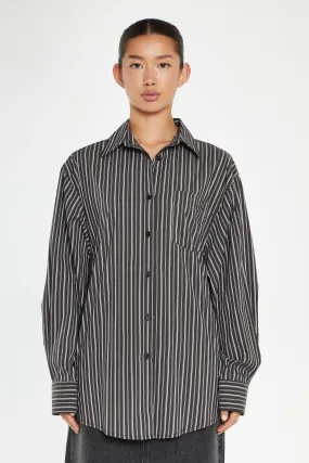 Glamorous - Oversized Brown & White Pinstripe Shirt