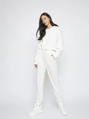 Glamorous White Relaxed Soft Ribbed Loungewear Trousers