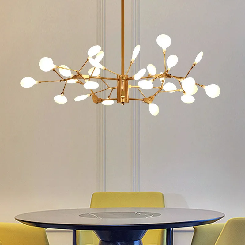 Gold LED Metal Chandelier Pendant for Dining Room - Elegant Tree Branch Design