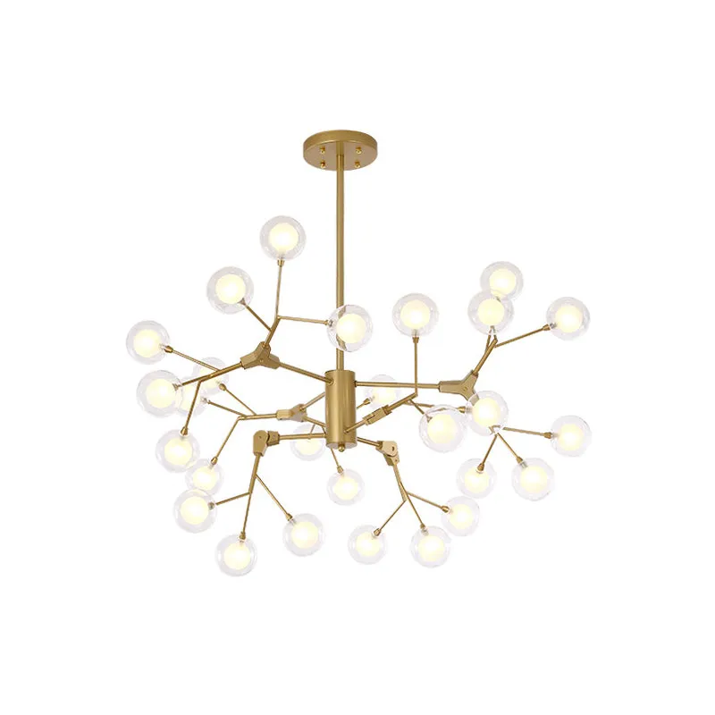 Gold LED Metal Chandelier Pendant for Dining Room - Elegant Tree Branch Design