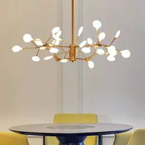 Gold LED Metal Chandelier Pendant for Dining Room - Elegant Tree Branch Design