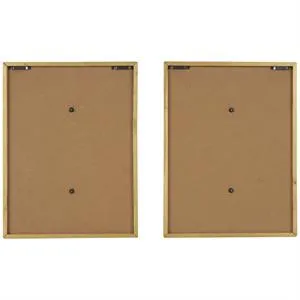 Gold Wood Laef 3D Wall Decor with Beveled Frame Set of 2 13"W x 17"H