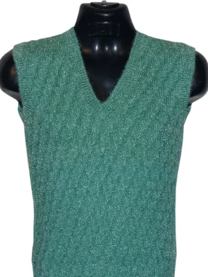 GraminArts Handmade Dark Cyan Woollen Knitted Half Sleeve Sweater For Men