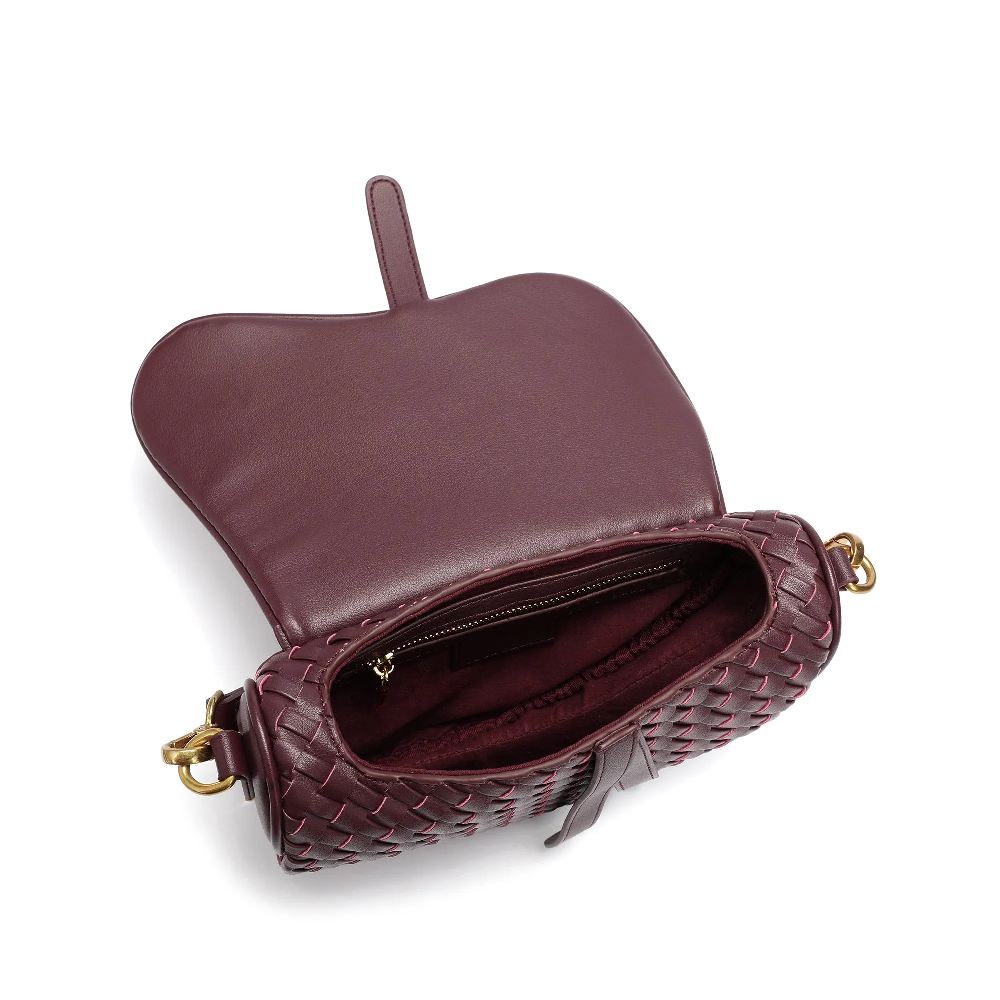 Hand-Woven Leather Saddle Bag