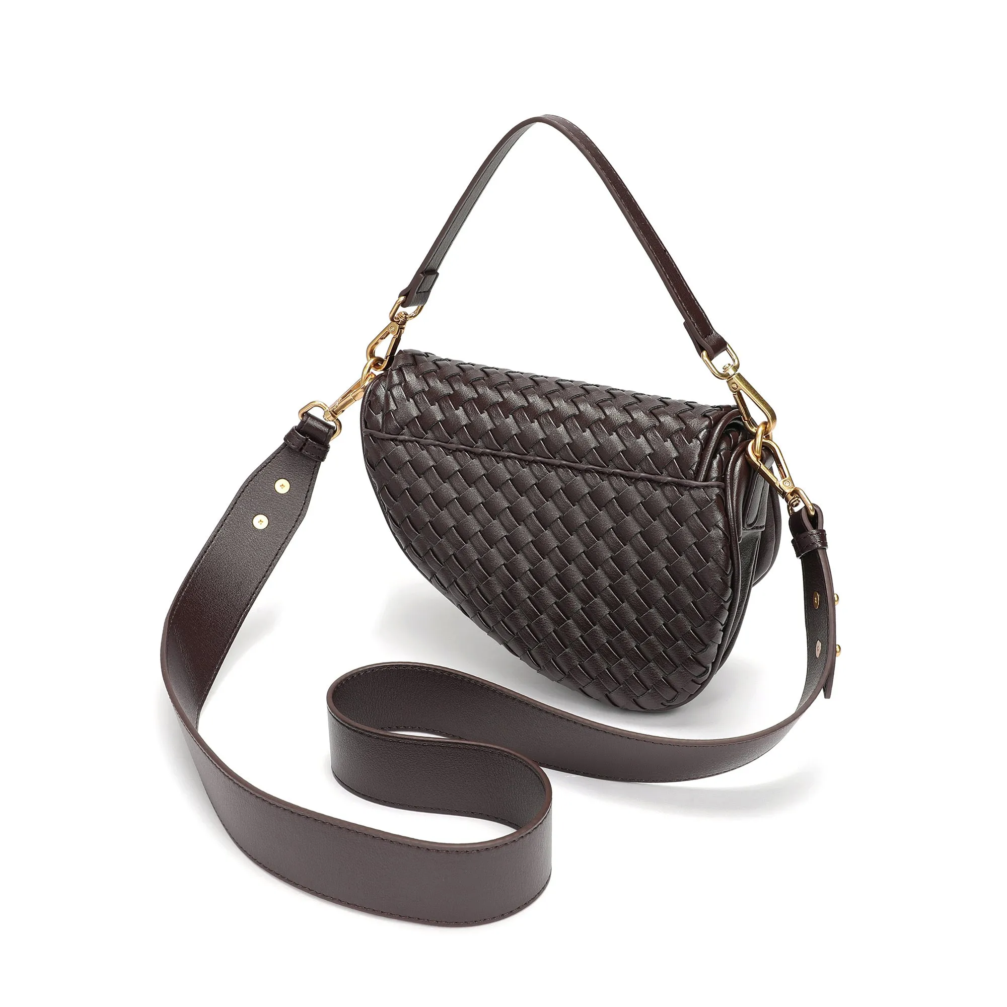 Hand-Woven Leather Saddle Bag