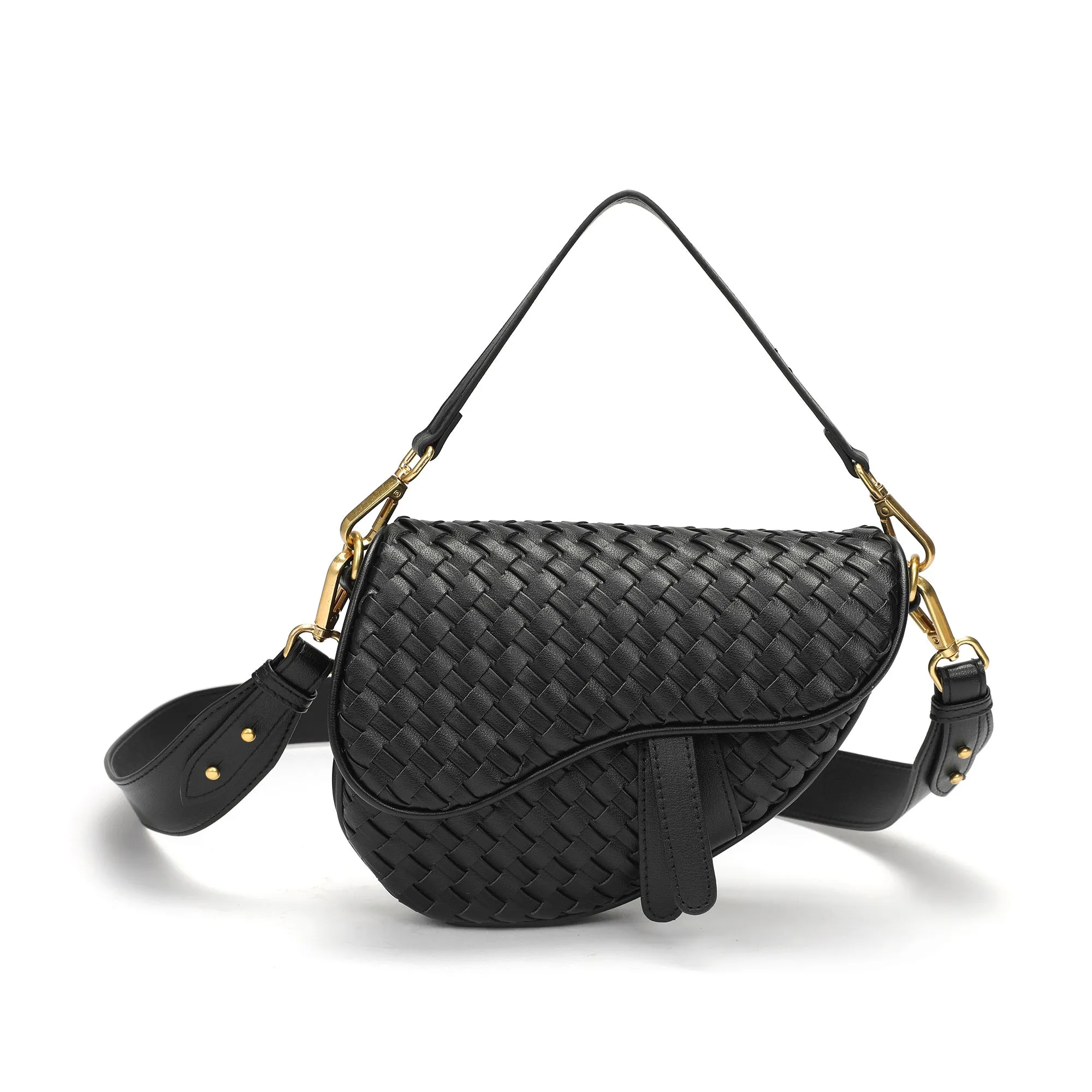 Hand-Woven Leather Saddle Bag