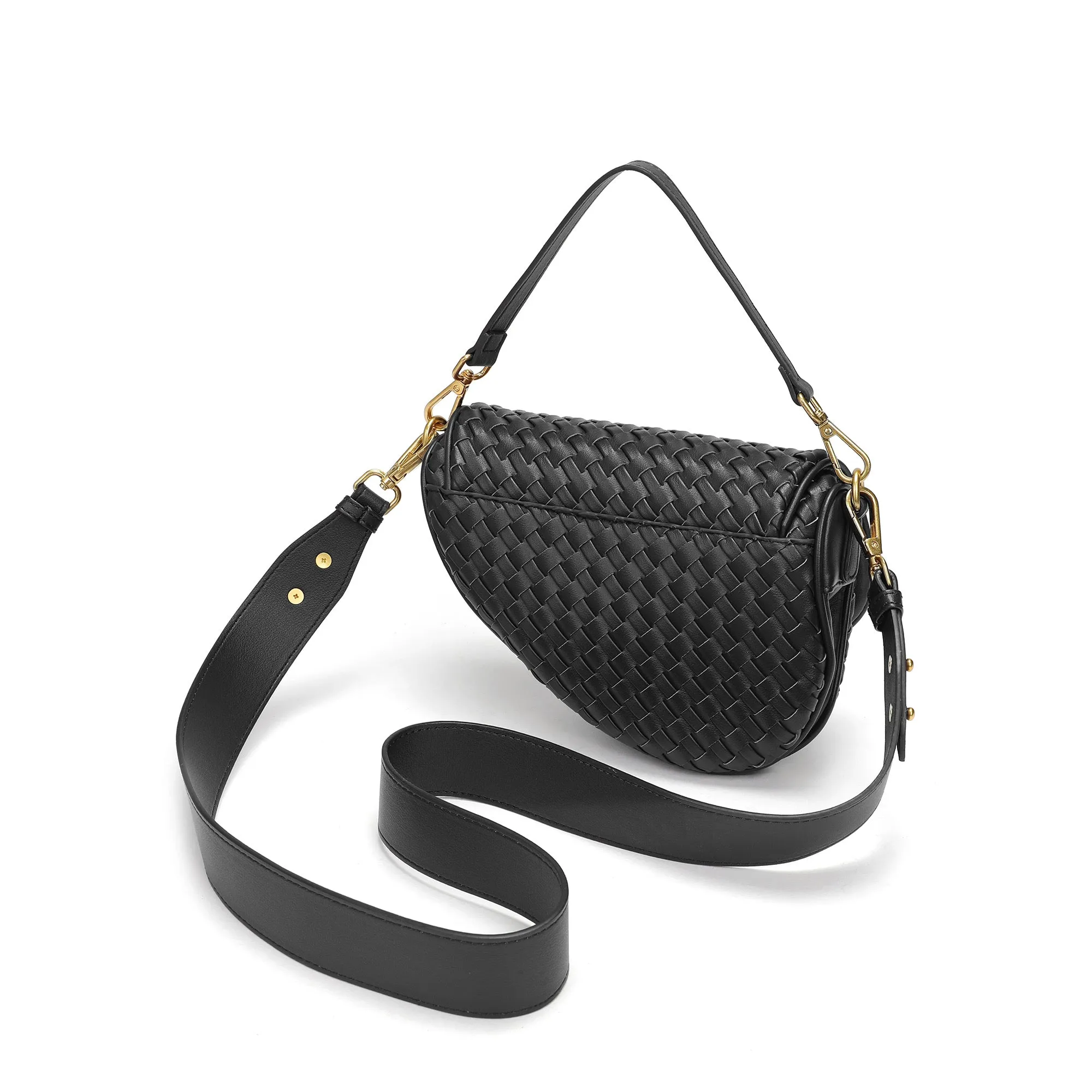 Hand-Woven Leather Saddle Bag