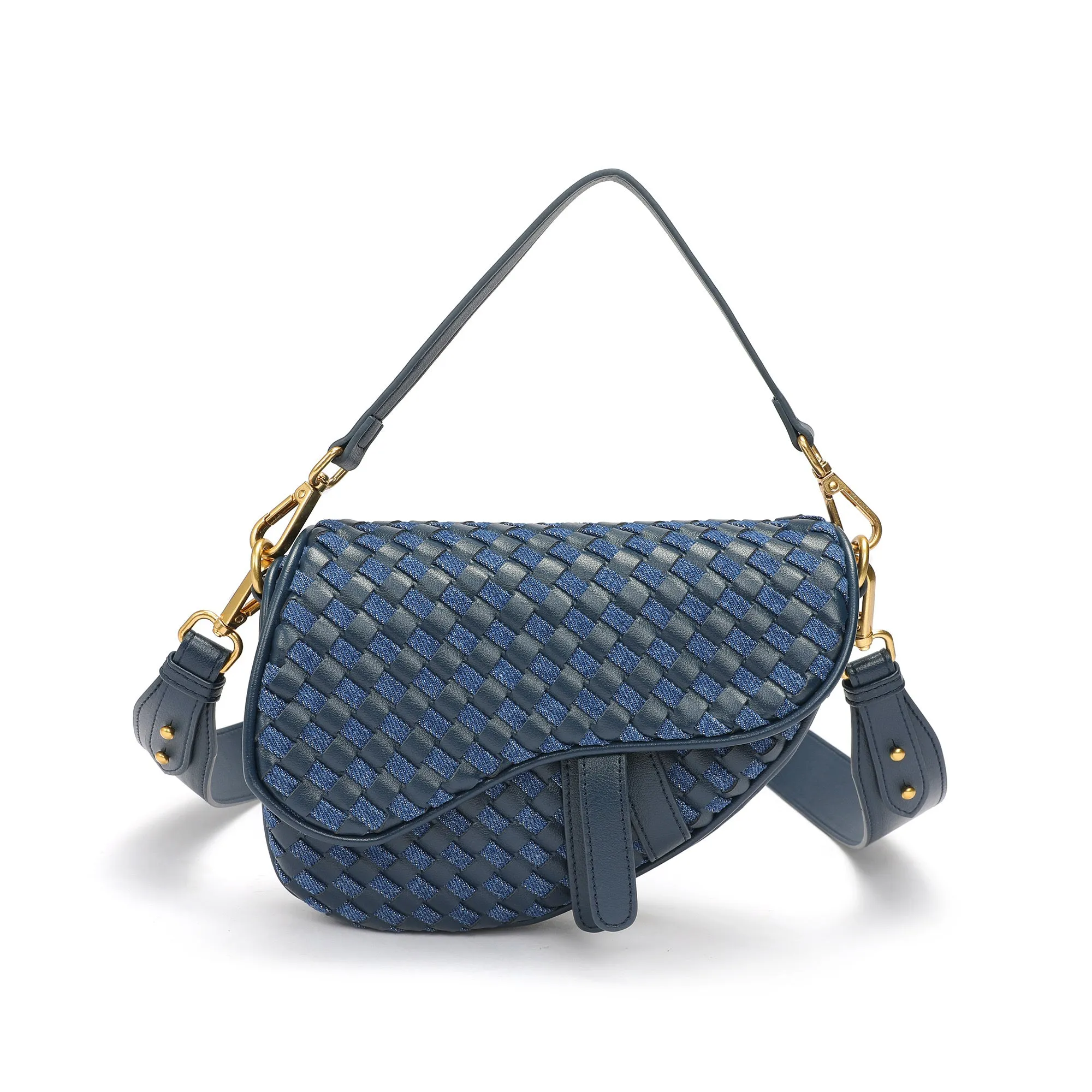 Hand-Woven Leather Saddle Bag