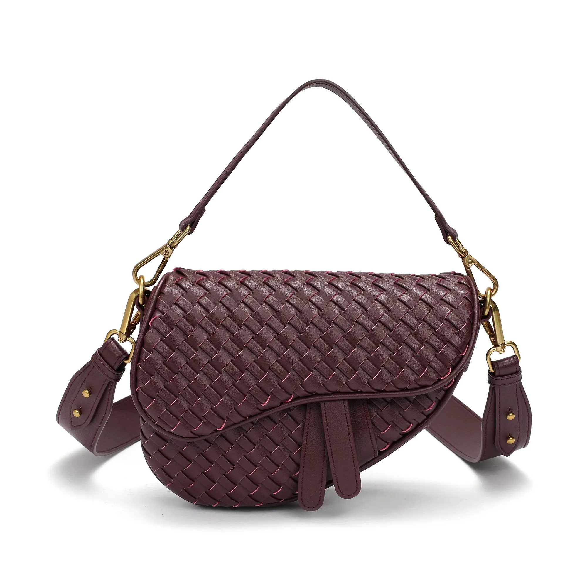 Hand-Woven Leather Saddle Bag