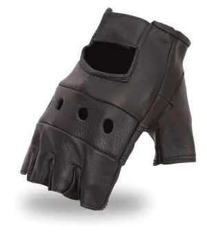 HL16160 Black Fingerless Leather Gloves