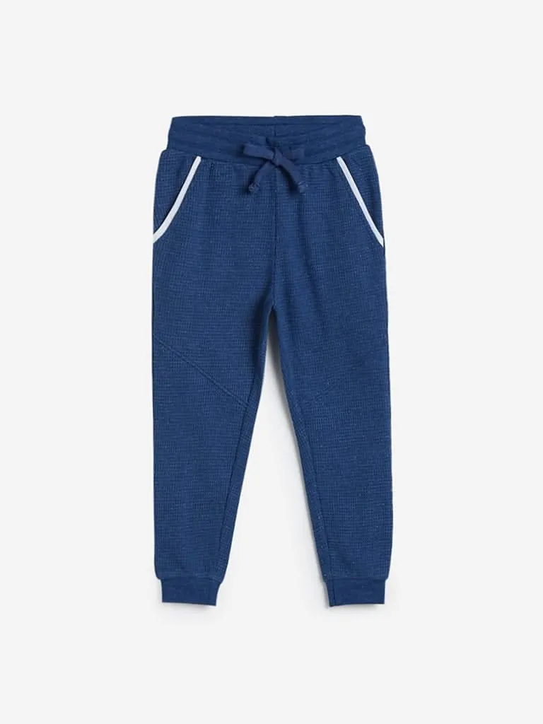 HOP Kids Blue Textured Joggers